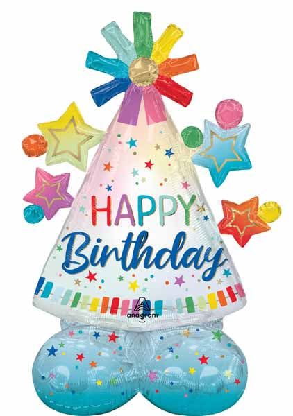 36-Inch Happy Birthday Party Hat AirLoonz Junior Foil Balloon