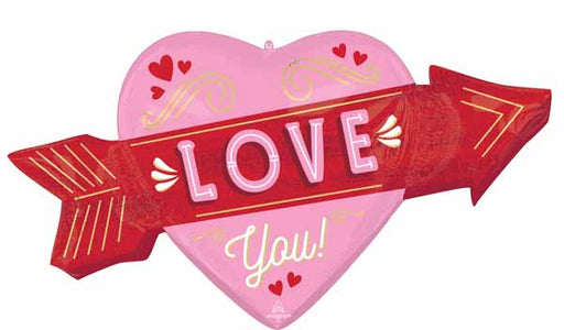 Love You Retro Arrow 42-Inch Foil Balloon
