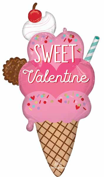 Sweet on You Cone 38-Inch Valentine's Day Foil Balloon