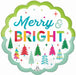 Merry & Bright 32-Inch Jumbo Round Foil Balloon