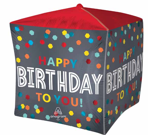 Confetti Happy Birthday to You 15" Cubez Foil Balloon