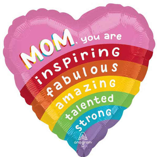 Rainbow Mom 18-Inch Heart Foil Balloon