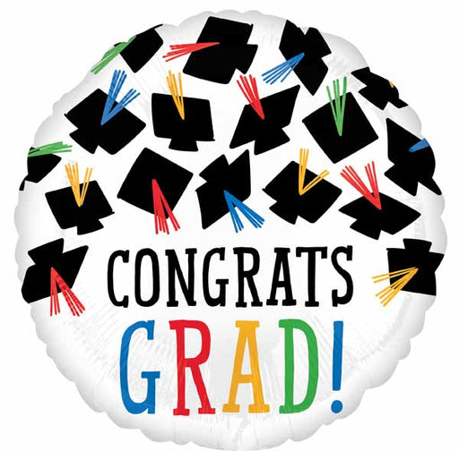Hats Off Grad 18" Round Foil Graduation Balloon