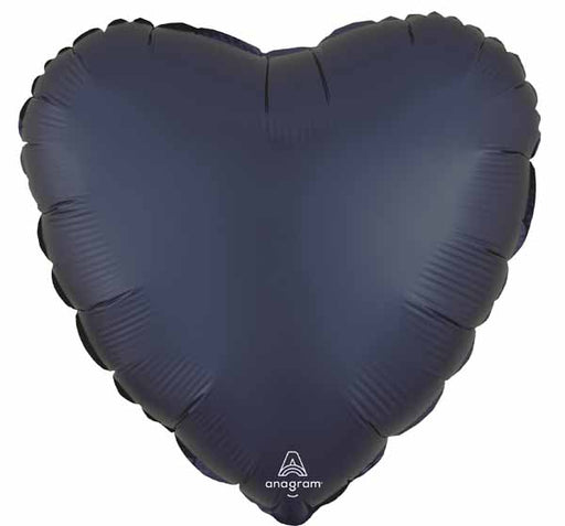 True Navy Satin Heart Foil Balloon, 18 Inch