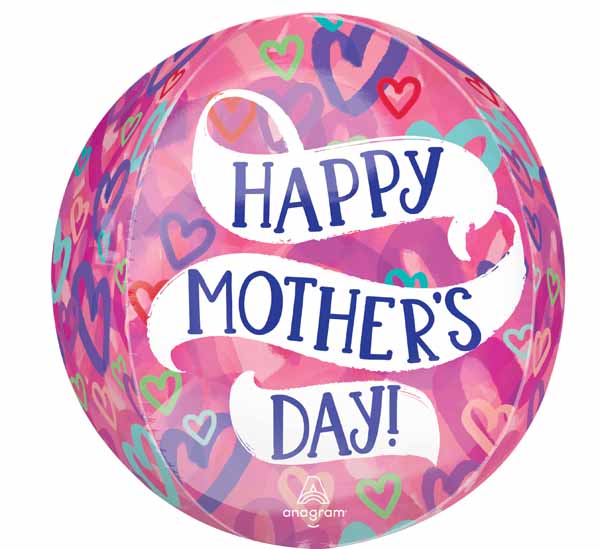 Happy Mother's Day Layered Hearts 16" Orbz Foil Balloon