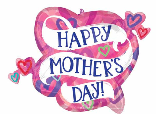 Happy Mother's Day Layered Hearts Foil Balloon, 28 Inch