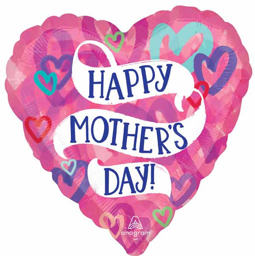 Happy Mother's Day Layered Hearts 28-Inch Jumbo Foil Balloon
