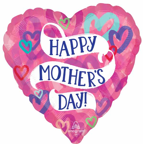 Happy Mother's Day Layered Hearts 28-Inch Jumbo Foil Balloon