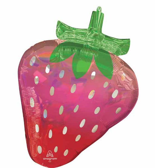 27-Inch Holographic Strawberry Foil Balloon