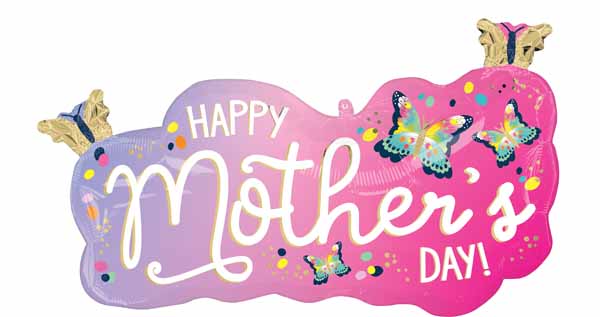Happy Mother's Day Vibrant Flutters 31" Shaped Foil Balloon