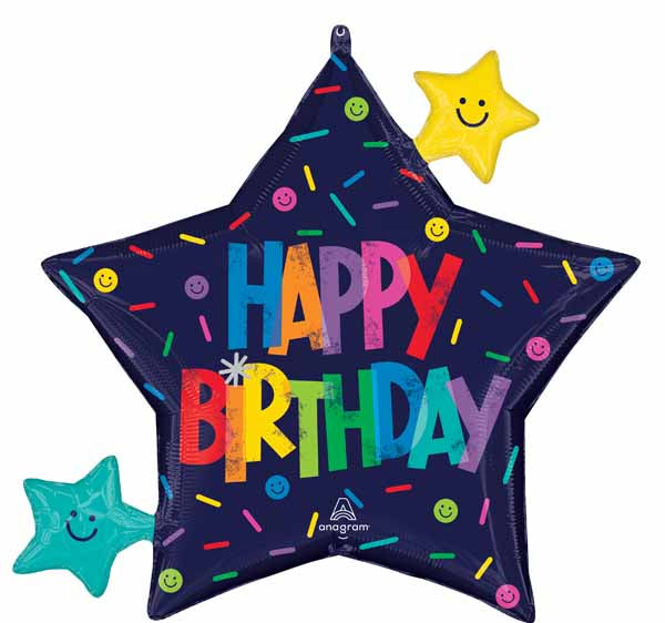 Bold Birthday Star Foil Balloon, 29 Inch