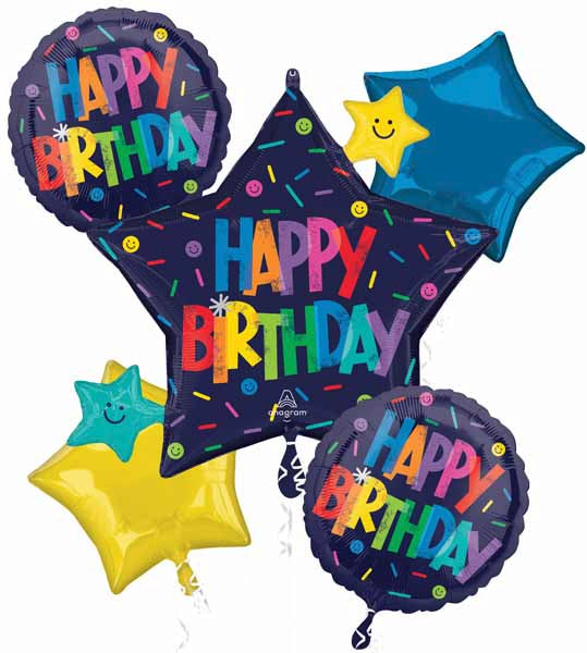 Bold Birthday Foil Balloon Bouquet, 5 Piece