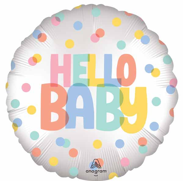 Modern Hello Baby 18-Inch Round Satin Foil Balloon