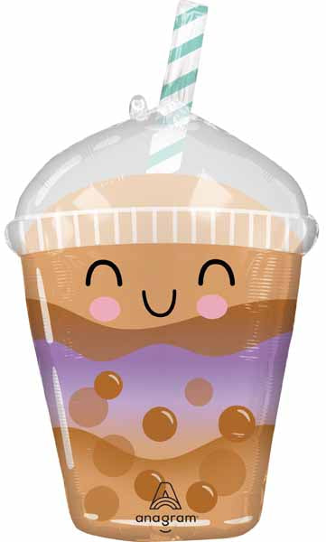 Boba Tea Shaped Foil Balloon, 29 Inch
