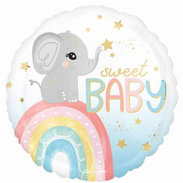 Sweet Baby Elephant 18-Inch Round Satin Foil Balloon