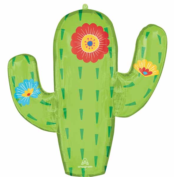 Fiesta Cactus 28-Inch Shaped Foil Balloon