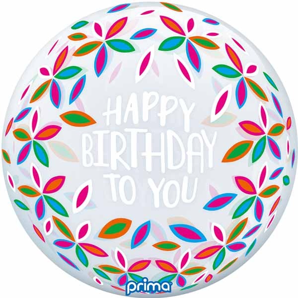 Prima Colorful Petal Birthday Sphere Balloon, 20 Inch