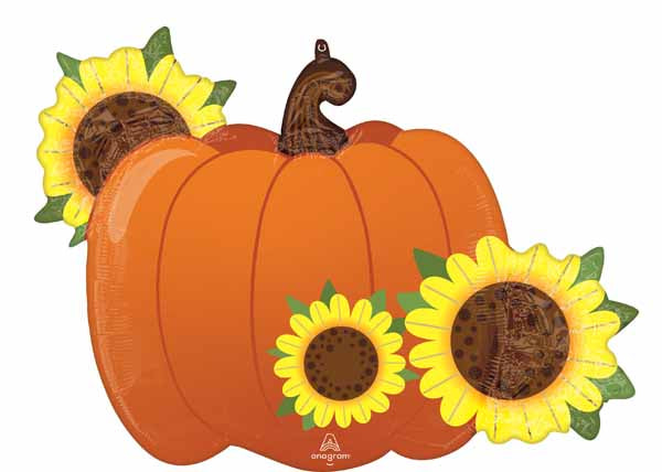Pumpkin & Sunflowers 31" Shaped Foil Balloon