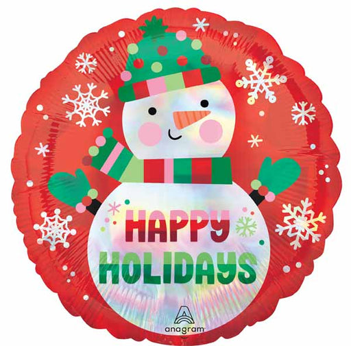 Shimmering Snowman 18-Inch Round Holographic Foil Balloon
