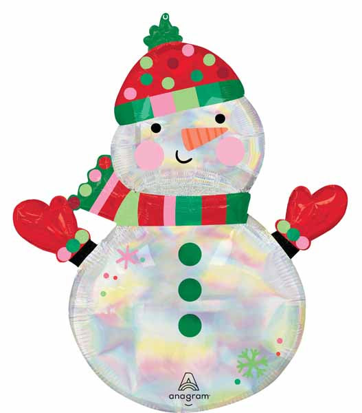 Shimmering Snowman 31-Inch Holographic Foil Balloon