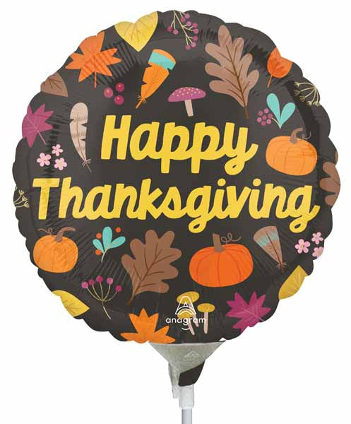 Give Thanks 4 Inch Round Foil Balloon