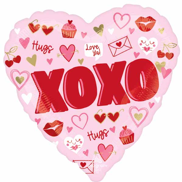 Valentine XOXO Vibes 18" Heart Foil Balloon