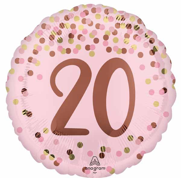 Pretty Pink 20th Birthday Round Foil Balloon, 18 Inch