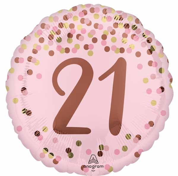 Pretty Pink 21st Birthday Round Foil Balloon, 18 Inch