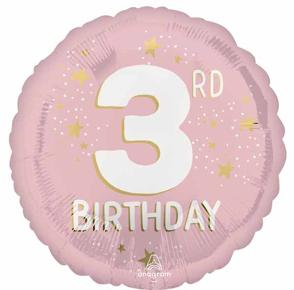 Little Miss 3 Happy Birthday 18-Inch Round Foil Balloon