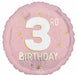Little Miss 3 Happy Birthday 18-Inch Round Foil Balloon