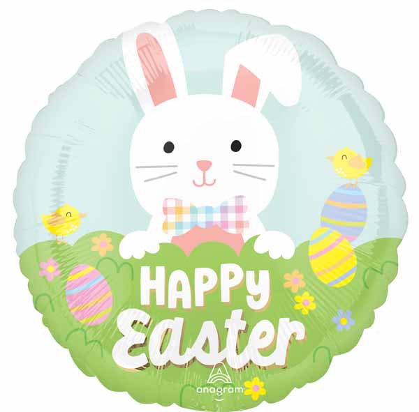 Easter Bunny Bliss 18" Round Foil Balloon