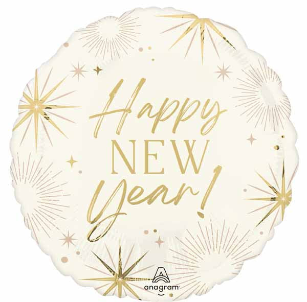 Golden Soiree Happy New Year 18" Round Foil Balloon