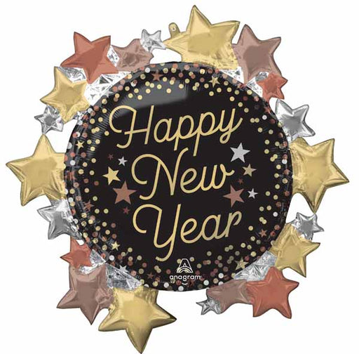 Luxe New Year Stars 30-Inch Shaped Foil Balloon