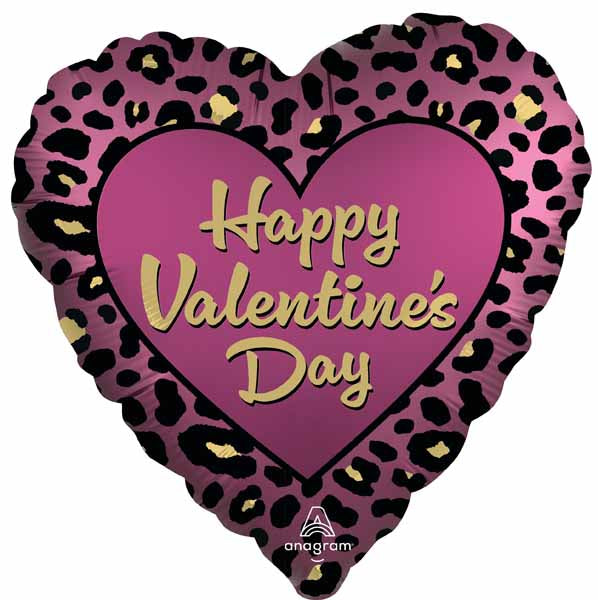 Leopard Luxe Valentine's Day Heart Foil Balloon, 18 Inch