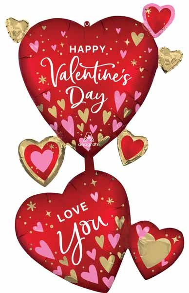 45" Satin Heartfelt Elegance Valentine's Day Foil Multi-Balloon