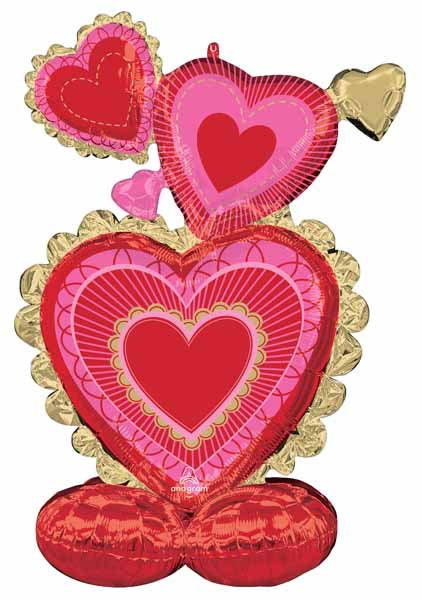 50-Inch Scalloped Hearts AirLoonz Foil Balloon