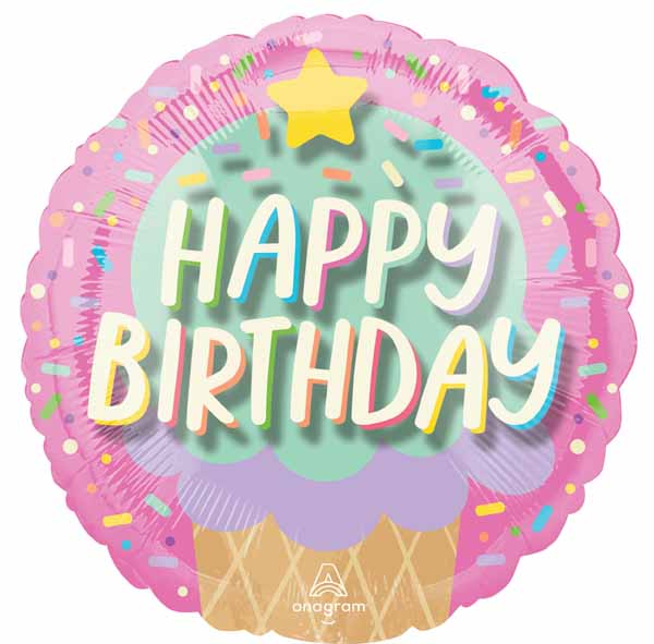 Ice Cream Happy Birthday 15" Panoramic Foil Balloon