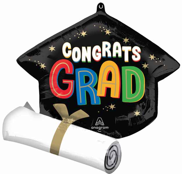 Bright Congrats Grad 25" Shaped Foil Balloon