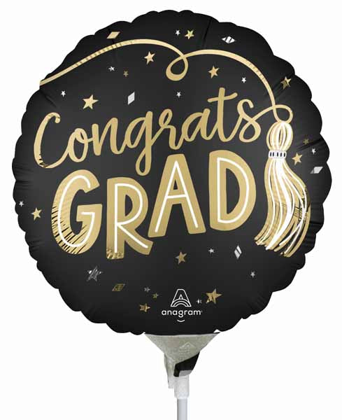 Tassel Congrats Grad 9" Round Foil Balloon