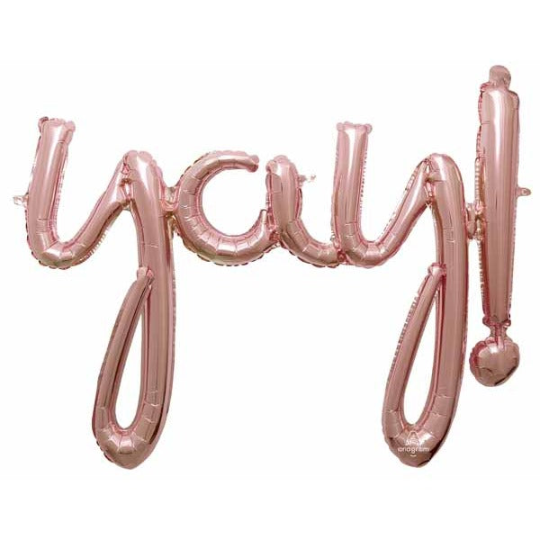 YAY! Rose Gold Script Phrase Balloon