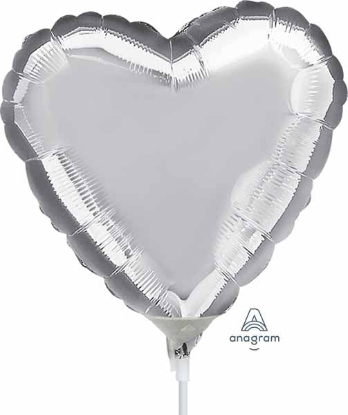 Silver Heart Foil Balloon, 4 Inch