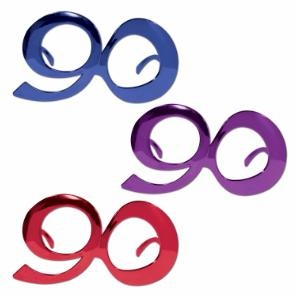 90th Birthday Metallic Fanci Frames Party Glasses