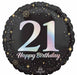 Sparkling 21st Birthday Round Foil Balloon, 18 Inch