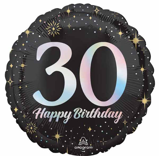 Sparkling 30th Birthday 18-Inch Round Foil Balloon