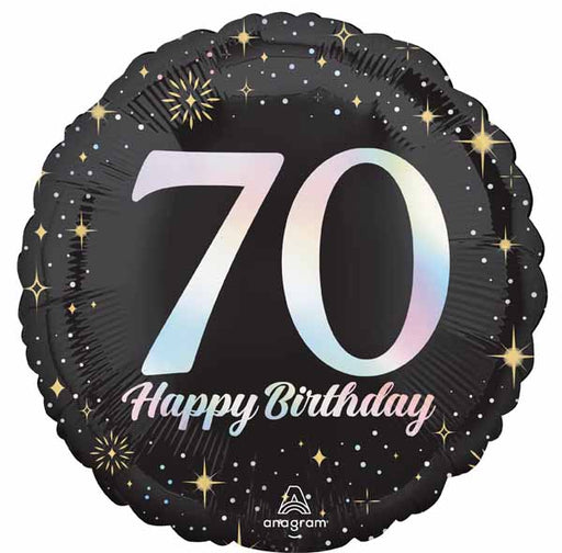 Sparkling 70 Happy Birthday Round Foil Balloon, 18 Inch