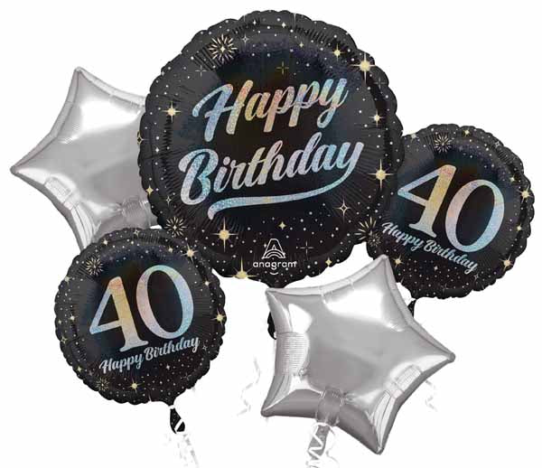 Sparkling 40th Birthday Foil Balloon Bouquet