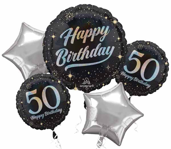 Sparkling 50th Birthday Foil Balloon Bouquet