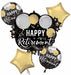 Black, Silver & Gold Retirement Foil Balloon Bouquet