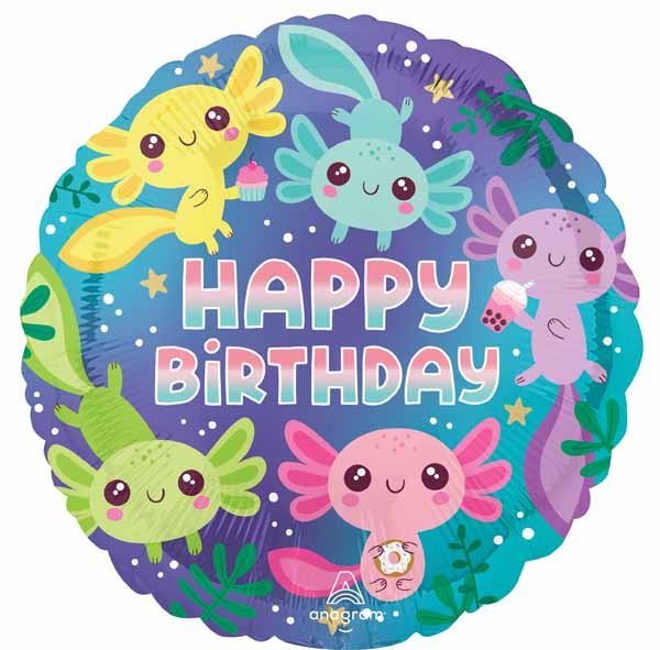 Axolotl Birthday 18-Inch Round Foil Balloon