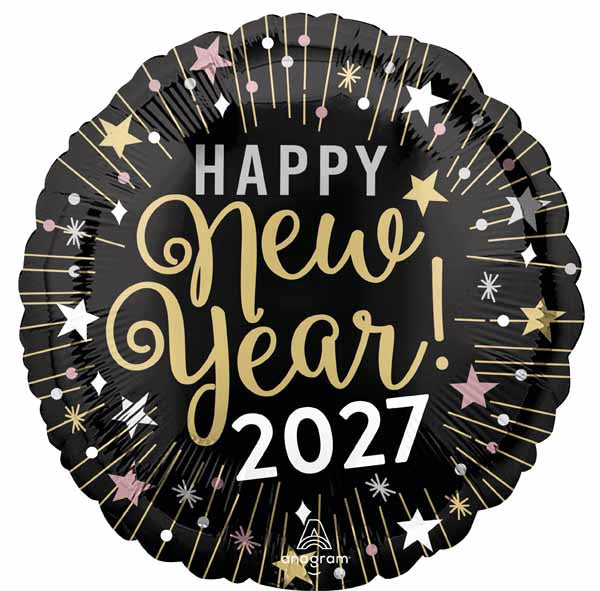 Happy New Year 2027 Round Foil Balloon, 18 Inch